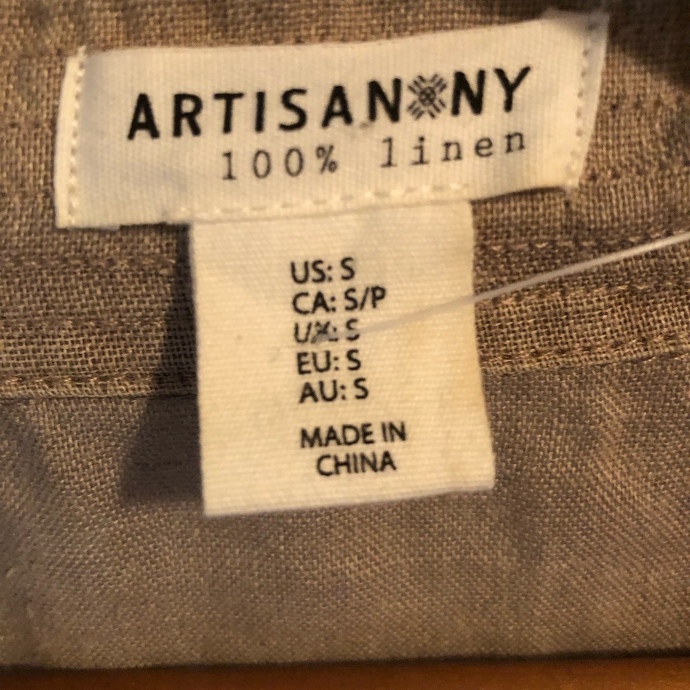 ARTISANNY Women’s Size Small 100% Linen Duster Jacket Beige Lightweight - Picture 8 of 8